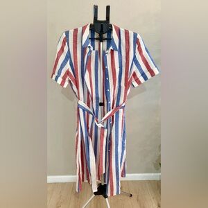 Sezane Multicolor Striped Shirt Dress